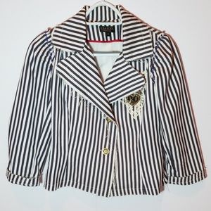 Lia Kes striped crop sleeve blazer